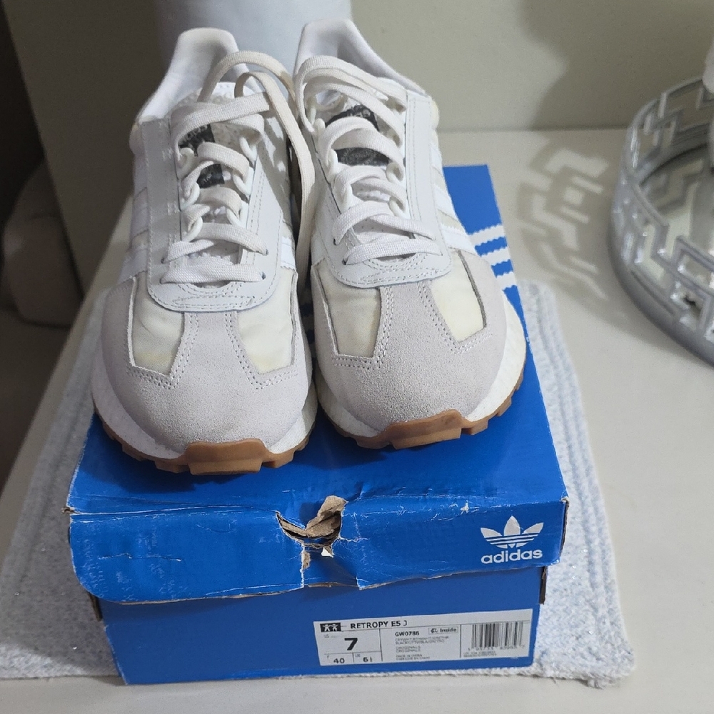 Adidas Retro White and Beige Sneakers